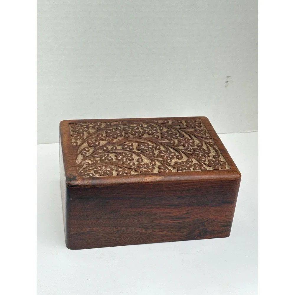 Tree of Life Pet Urn SMALL Keepsake Engraved Wooden Natural Rosewood Box